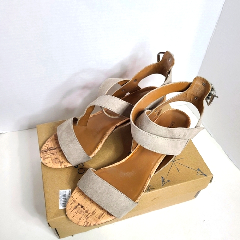 Womens Faux Cork Heel Sandals